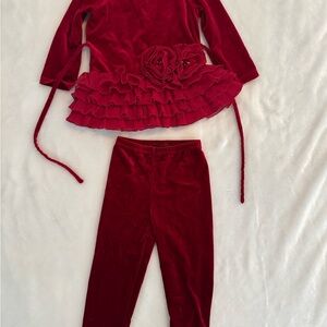 Valentines Day red velvet outfit set 18 month old baby girl toddler holiday